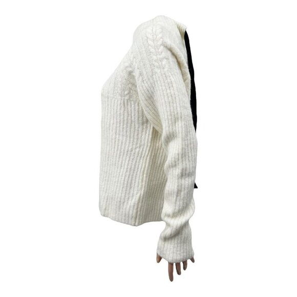 FRNCH Paris Back Bow Cable Knit Turtleneck Sweater NWT - Picture 3 of 9